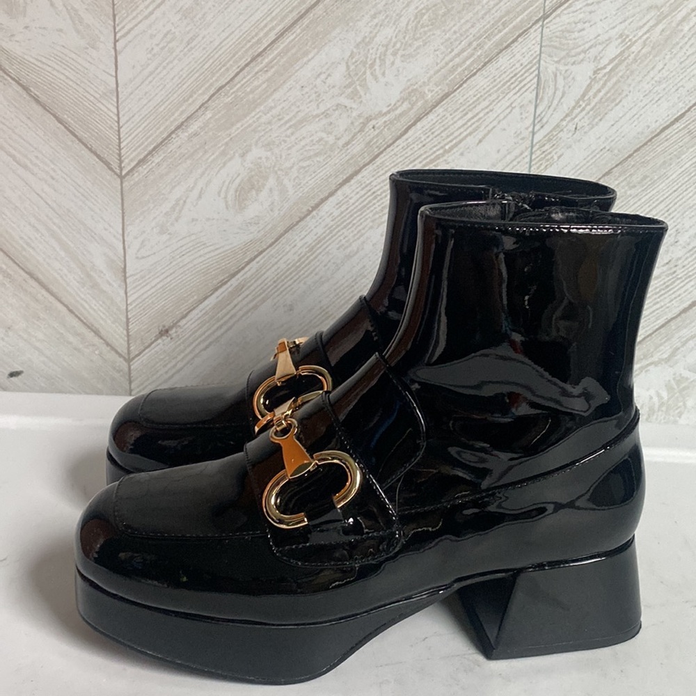 NEW Jeffrey Campbell Prepster horsebit patent ankle boots 6 - Picture 5 of 10